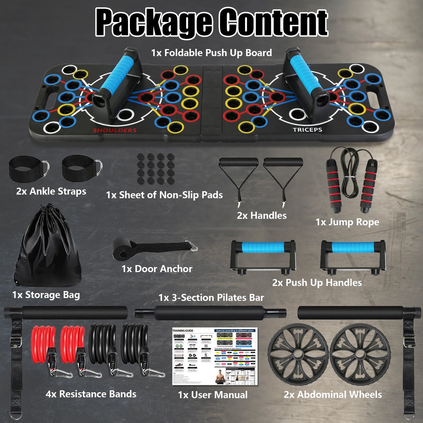 Portable Push Up Board with 15 Accessories Set