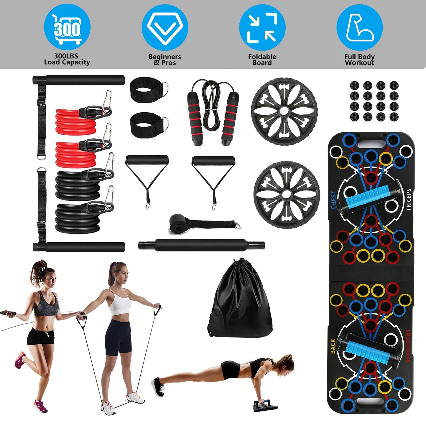 Portable Push Up Board with 15 Accessories Set