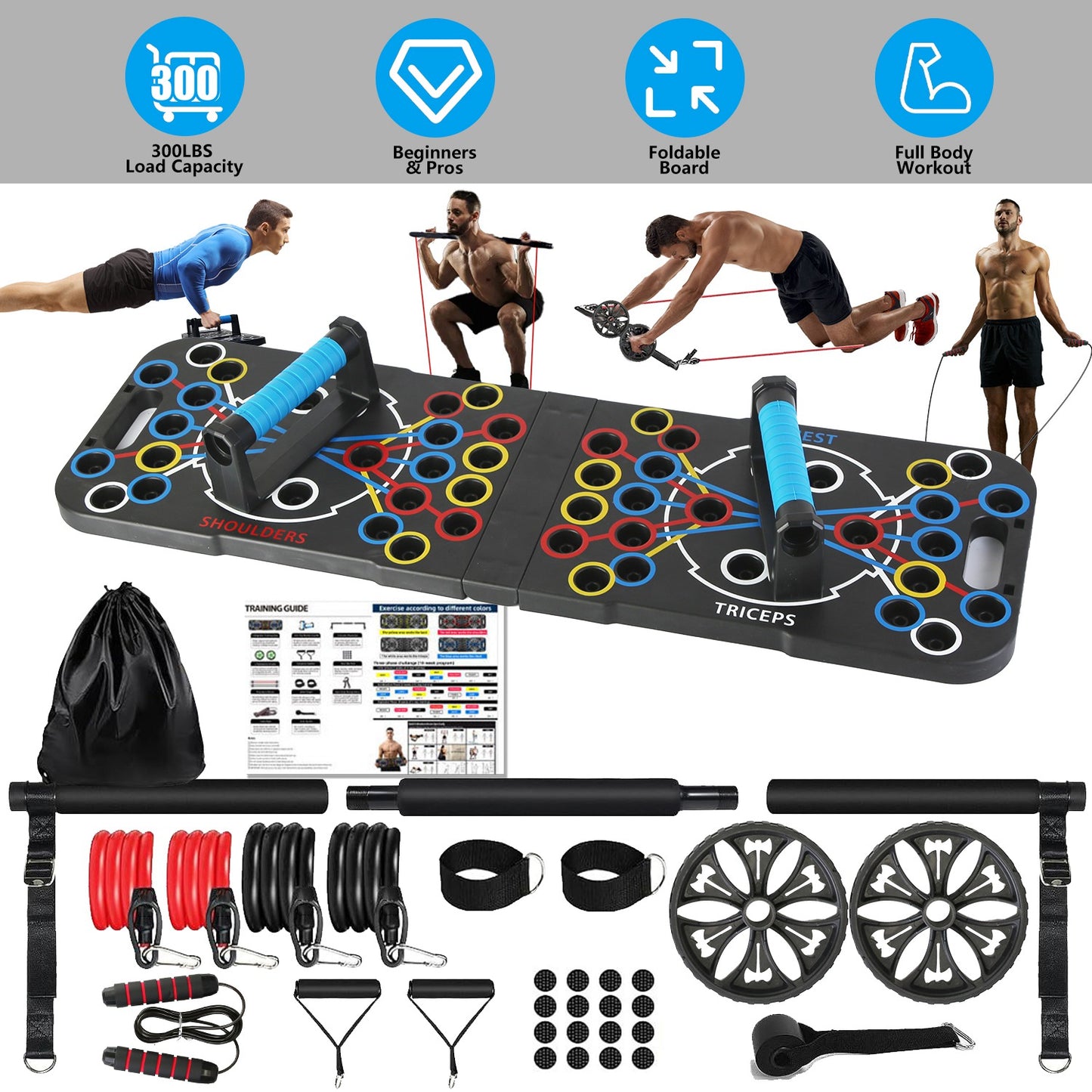 Portable Push Up Board with 15 Accessories Set